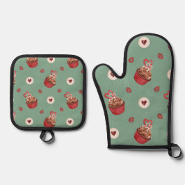 Oven Mitt en Pot Houders zoet patroon Ovenwant & Pannenlap Set