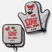 Oven Mitt en Pot HoudersO Ovenwant & Pannenlap Set (Voorkant / Achterkant)