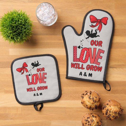 Oven Mitt en Pot HoudersO Ovenwant & Pannenlap Set (Top down)