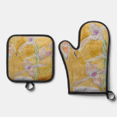 Oven Mitt en Pothouder Set met abstract ontwerp (Voorkant)