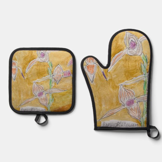 Oven Mitt en Pothouder Set met abstract ontwerp (Voorkant)