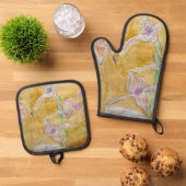 Oven Mitt en Pothouder Set met abstract ontwerp (Top down)