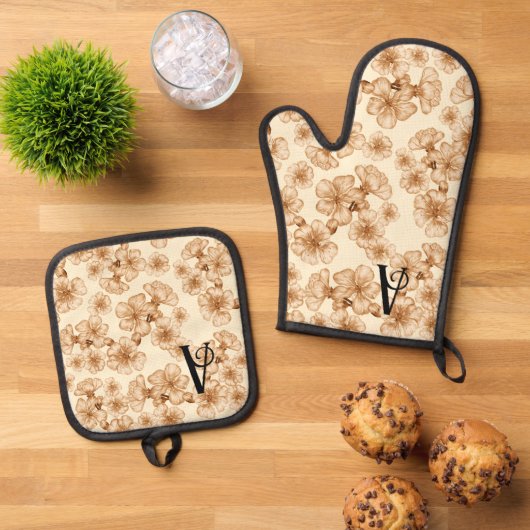Oven Mitt en Pothouders Monogram Ovenwant & Pannenlap Set (Top down)