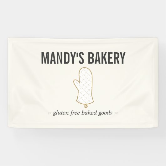 Oven Mitt Logo Goud op Ivoor voor Bakkerij Spandoek (Horizontaal)