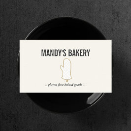 Oven Mitt Logo Goud op Ivoor voor Bakkerij Visitekaartje