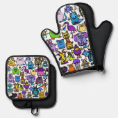 Oven Mitt Ovenwant & Pannenlap Set (Voorkant / Achterkant)