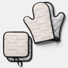 Oven Mitt & Pot Holder Abstract Flower Ovenwant & Pannenlap Set
