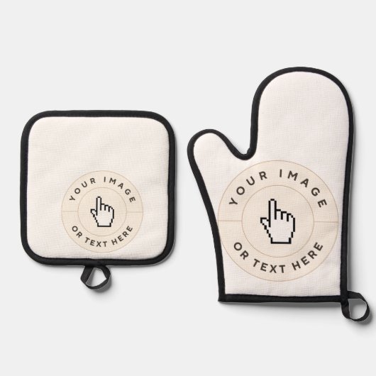 Oven Mitt Pot Holder set Custom Uw afbeelding/tex  (Voorkant)