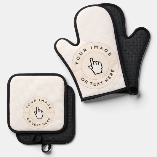 Oven Mitt Pot Holder set Custom Uw afbeelding/tex  (Voorkant / Achterkant)
