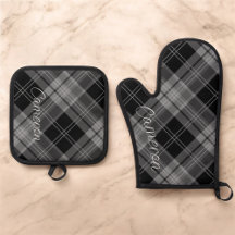 Oven Mitt Pot Holder Set Gepersonaliseerde Zwart P
