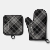 Oven Mitt Pot Holder Set Gepersonaliseerde Zwart P (Voorkant)
