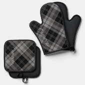 Oven Mitt Pot Holder Set Gepersonaliseerde Zwart P (Voorkant / Achterkant)