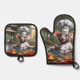 Oven Mitt Pot Holder Set Personalize Chef Mouse