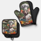 Oven Mitt Pot Holder Set Personalize Chef Mouse (Voorkant / Achterkant)