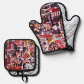 Oven Mitt & Pot Holders – Fragmented Pulse Ovenwant & Pannenlap Set (Voorkant / Achterkant)