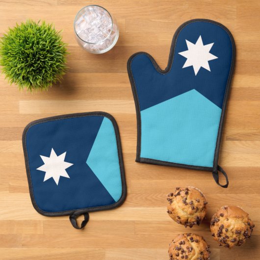 Oven Mitt, Pot Holders met vlag van Minnesota, USA Ovenwant & Pannenlap Set (Top down)