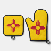 Oven Mitt, Pot Holders met vlag van New Mexico, VS Ovenwant & Pannenlap Set (Voorkant)