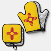Oven Mitt, Pot Holders met vlag van New Mexico, VS Ovenwant & Pannenlap Set (Voorkant / Achterkant)