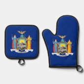 Oven Mitt, Pot Holders met vlag van New York, VS Ovenwant & Pannenlap Set (Voorkant)