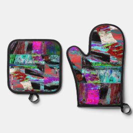 Oven Mitt & Pot Holders – Neon Pulse Ovenwant & Pannenlap Set