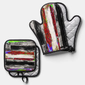 Oven Mitt & Pot Holders – Reflection Layers Ovenwant & Pannenlap Set (Voorkant / Achterkant)