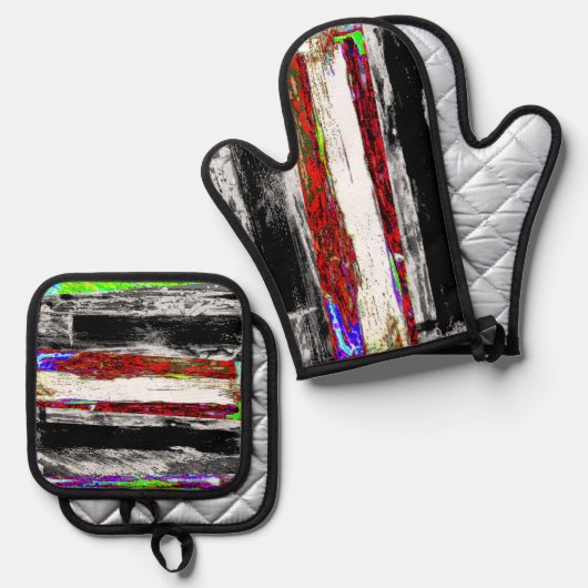 Oven Mitt & Pot Holders – Reflection Layers Ovenwant & Pannenlap Set (Voorkant / Achterkant)