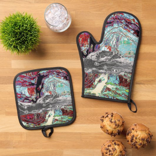 Oven Mitt & Pot Holders – Strata Pulse Ovenwant & Pannenlap Set (Top down)