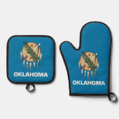 Oven Mitt, Pot Holders with flag of Oklahoma, US Ovenwant & Pannenlap Set (Voorkant)