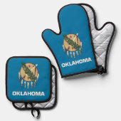 Oven Mitt, Pot Holders with flag of Oklahoma, US Ovenwant & Pannenlap Set (Voorkant / Achterkant)