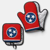 Oven Mitt, Pot Holders with flag of Tennessee Ovenwant & Pannenlap Set (Voorkant / Achterkant)