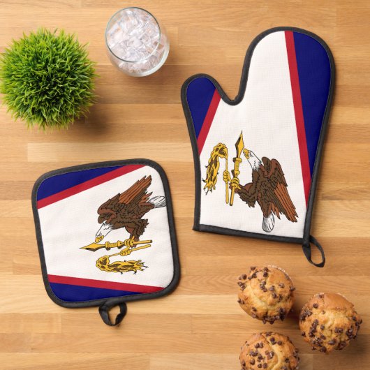 Oven Mitt, Pot Houders met vlag van Amerikaans-Sam Ovenwant & Pannenlap Set (Top down)