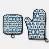 Oven Mitt & Potholder Set | Bohemian Blues (Voorkant)