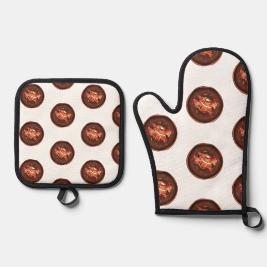 Oven Mitt & Pothouders Bacon & Donuts Ovenwant & Pannenlap Set (Voorkant)
