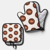 Oven Mitt & Pothouders Bacon & Donuts Ovenwant & Pannenlap Set (Voorkant / Achterkant)