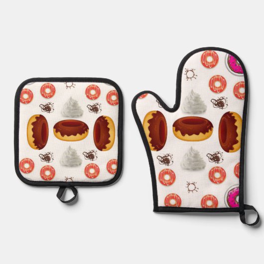 Oven Mitt & Pothouders Donuts Ovenwant & Pannenlap Set (Voorkant)