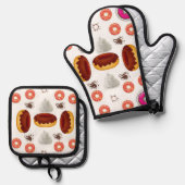 Oven Mitt & Pothouders Donuts Ovenwant & Pannenlap Set (Voorkant / Achterkant)