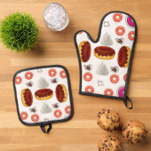 Oven Mitt & Pothouders Donuts Ovenwant & Pannenlap Set (Top down)