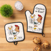 Oven Mitt & Pothouders Kip of Eieren Ovenwant & Pannenlap Set (Top down)