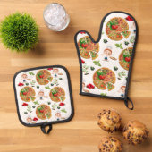 Oven Mitt & Pothouders Pizza Pie Ovenwant & Pannenlap Set (Top down)
