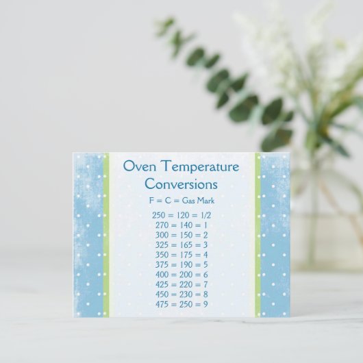 Oven Temperatuurconversie Post Card Briefkaart (Staand voorkant)