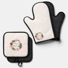 Oven wanten & Pot Houders Vrolijk Kerstfeest Ovenwant & Pannenlap Set