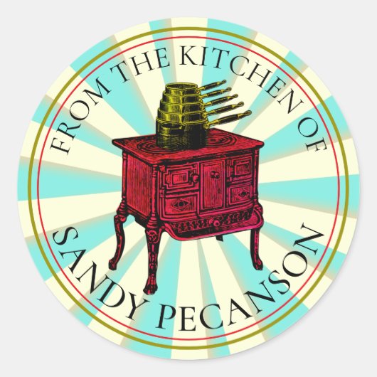 ovenfornuis koken uit de keuken van ronde sticker (Voorkant)