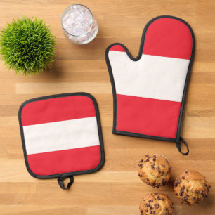 Ovenwant en pannenlappen, Oostenrijkse vlag & Pannenlap Set