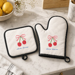 Ovenwant & Pannenlap | Kersen Coquette Strik Mooie Set