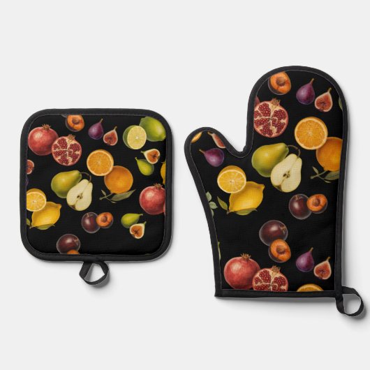 Ovenwant Vintage Fruit & Pannenlap Set (Voorkant)