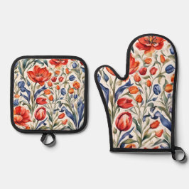 Ovenwanten en pannenlappen ovenwant & pannenlap set