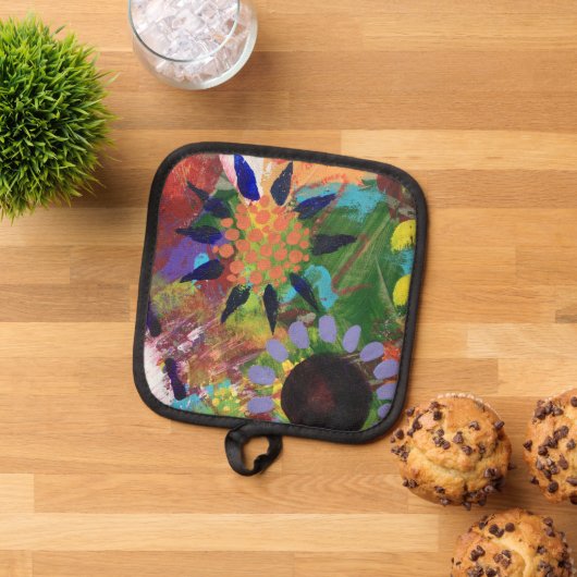 Ovenwanten en pottenhouders in Abstract Flowers Pannenlap (Top down)