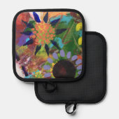 Ovenwanten en pottenhouders in Abstract Flowers Pannenlap (Voorkant / Achterkant)