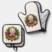 Ovenwanten en pottenhouders ovenwant & pannenlap set (Voorkant / Achterkant)