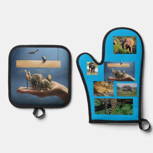 Ovenwanten en pottenhouders ovenwant & pannenlap set (Voorkant)